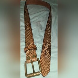 Handmade Brown & Tan Genuine Python Leather Belt (Any Sz. Avail)